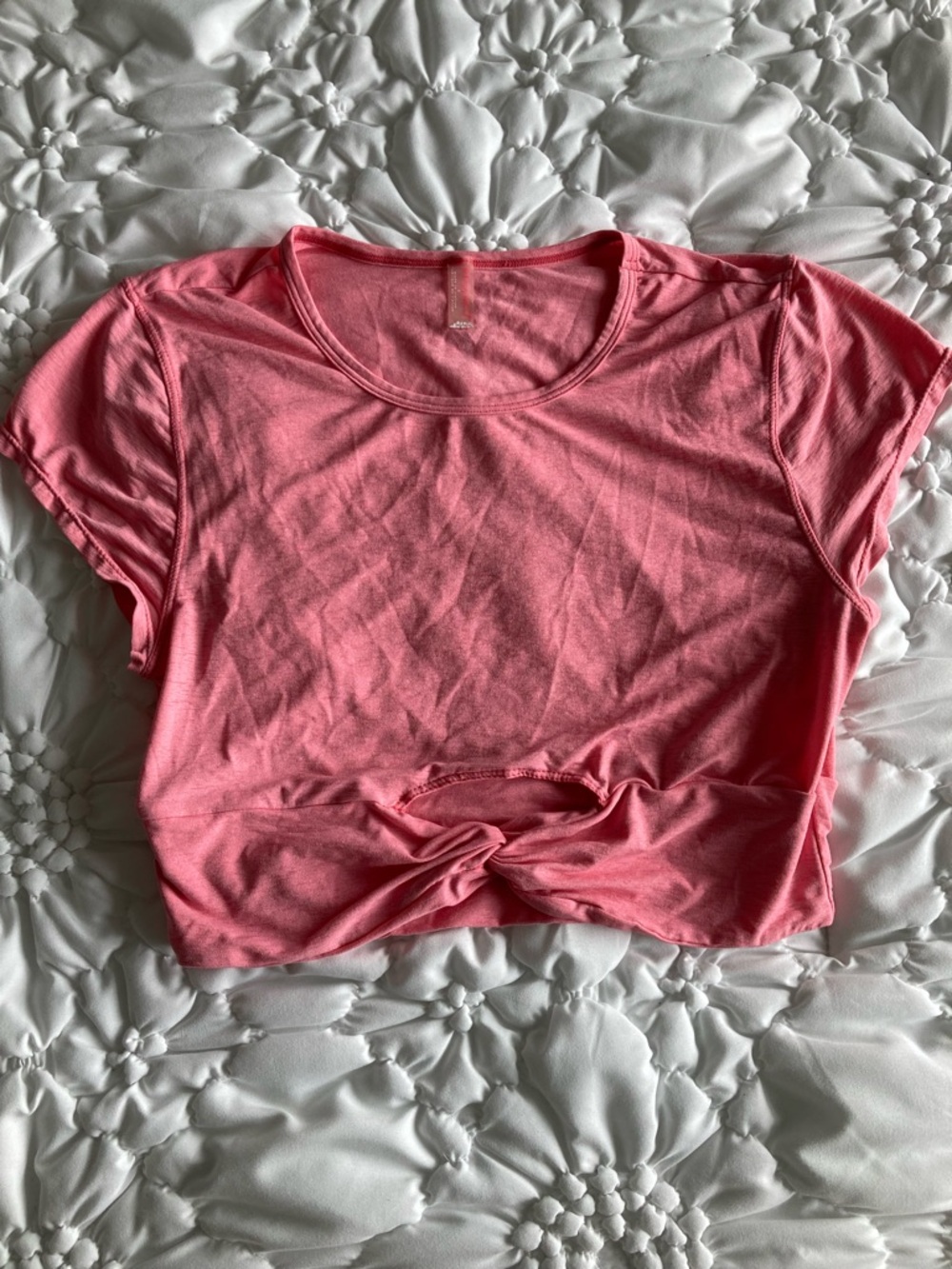 FP Movement by Free People Coral Twist-Front Crop Tee